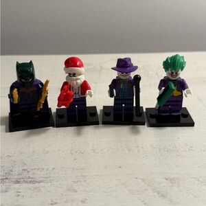 Lot of 4 Batman Joker Minifigures Including Santa Joker and Custom Variants